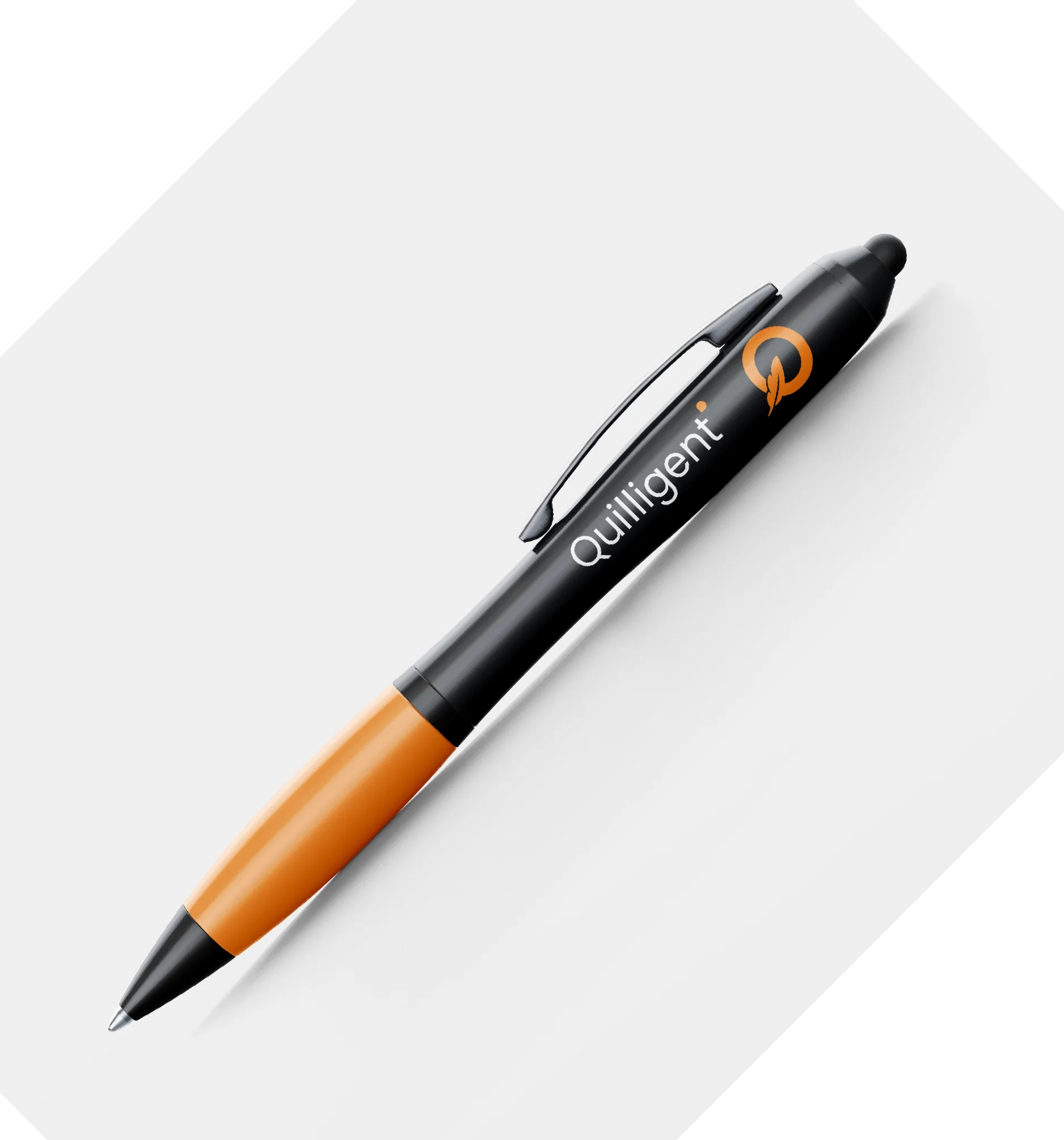 Black and orange branded pen